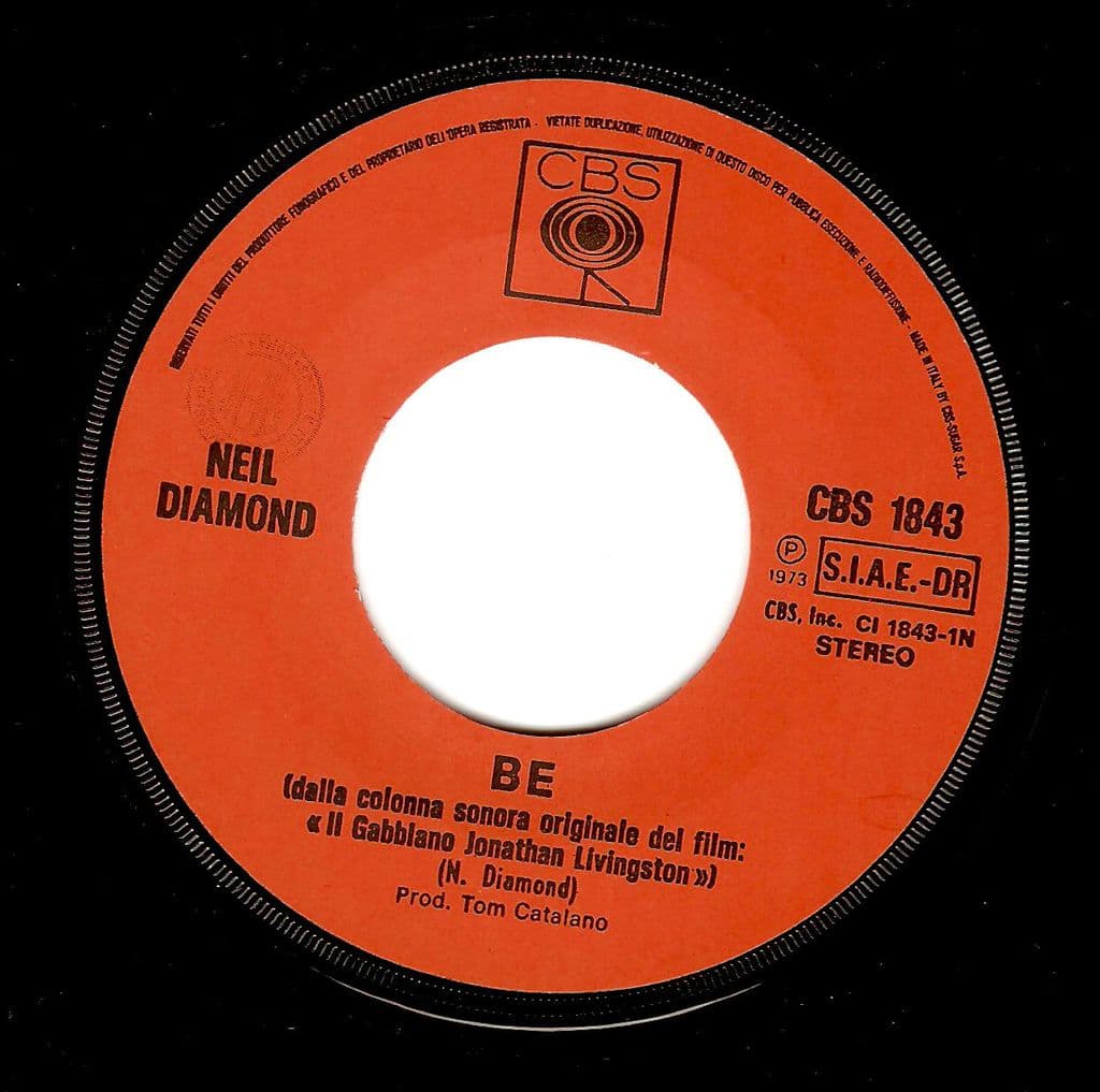 NEIL DIAMOND Be Vinyl Record 7 Inch Italian CBS 1973